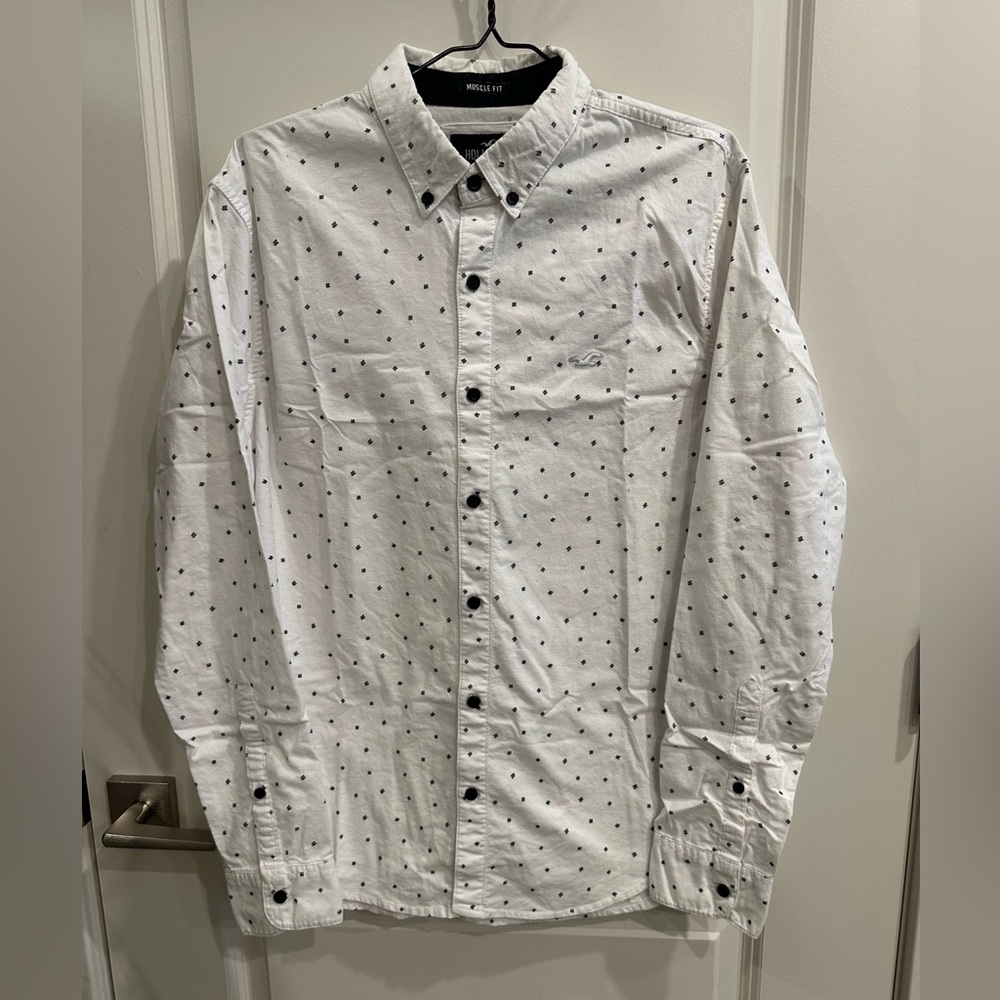Hollister Epic Flex Stretch Men’s shirt White Size  M - Muscle Fit